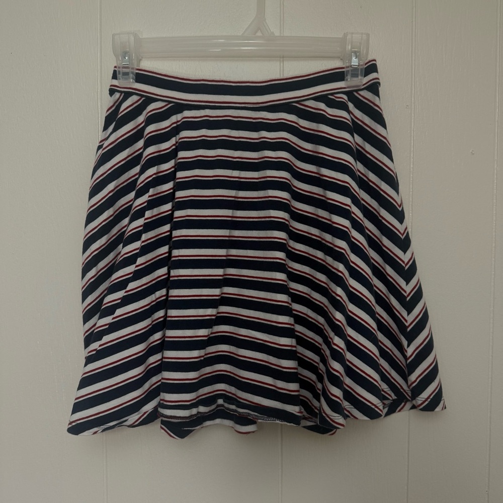 Hollister Navy and White Striped Skater Skirt